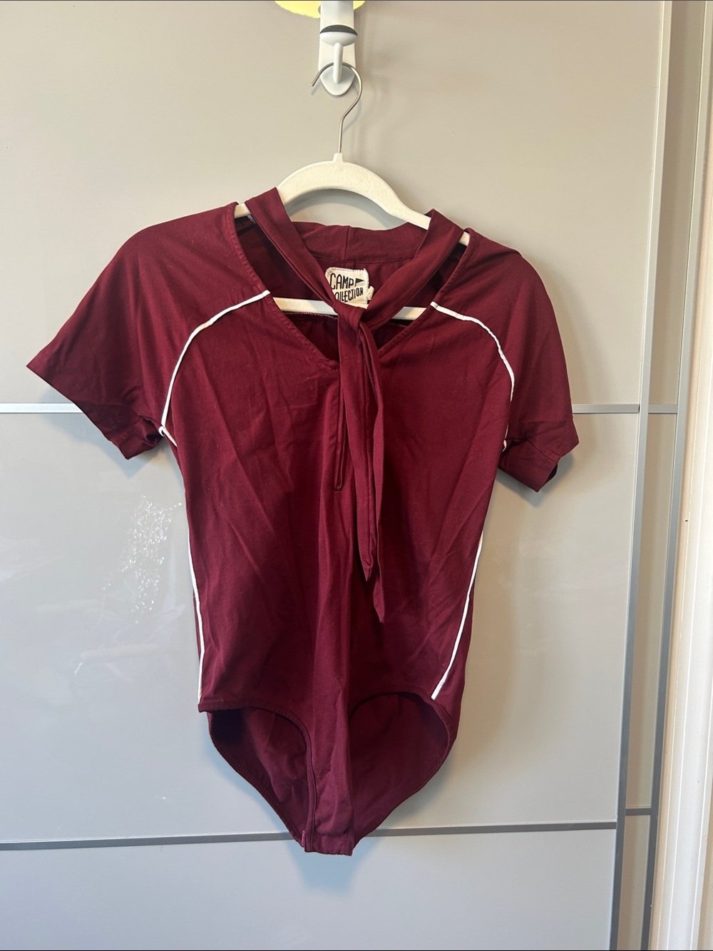Camp Collection Maroon Bodysuit with Front Tie